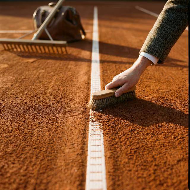 Handwerkliche Präzision bei der Vorbereitung eines Sandplatzes